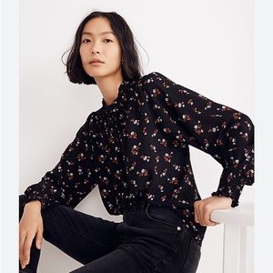 NWT Madewell Embroidered Smockneck Top